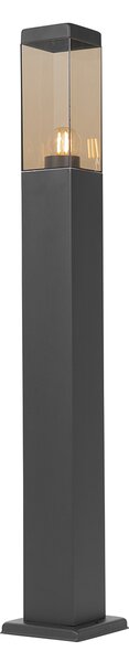 Lampada da esterno moderna a palo grigio scuro con vetro fumé 80 cm - Malios