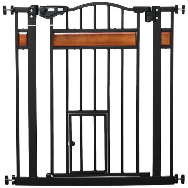 AllMyPets Cancelletto per Cani con Fissaggio a Pressione Estensibile da 74-80cm con Chiusura Automatica Nero - 121D06
