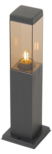 Lampada da esterno moderna grigio scuro con vetro fumé 45 cm - Malios