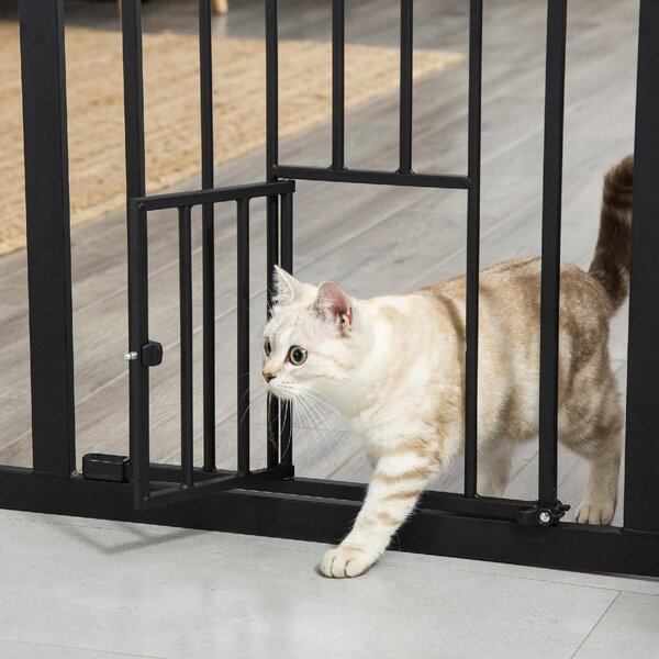 AllMyPets Cancelletto per Cani con Fissaggio a Pressione Estensibile da 74-80cm con Chiusura Automatica Nero - 121D06