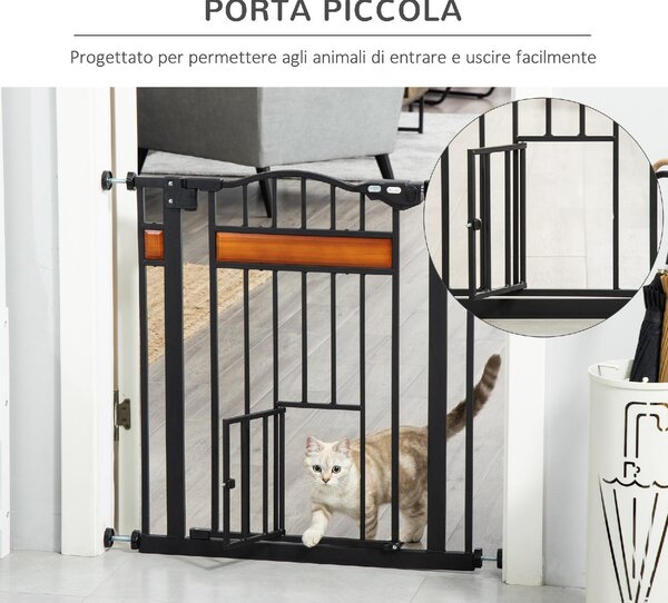 AllMyPets Cancelletto per Cani con Fissaggio a Pressione Estensibile da 74-80cm con Chiusura Automatica Nero - 121D06