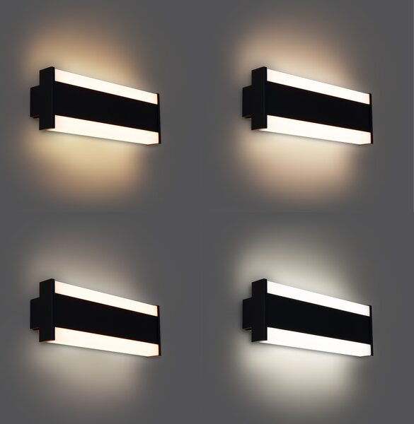 Lampada da parete moderna nera 30cm incl. LED CCT IP54 - Vanya