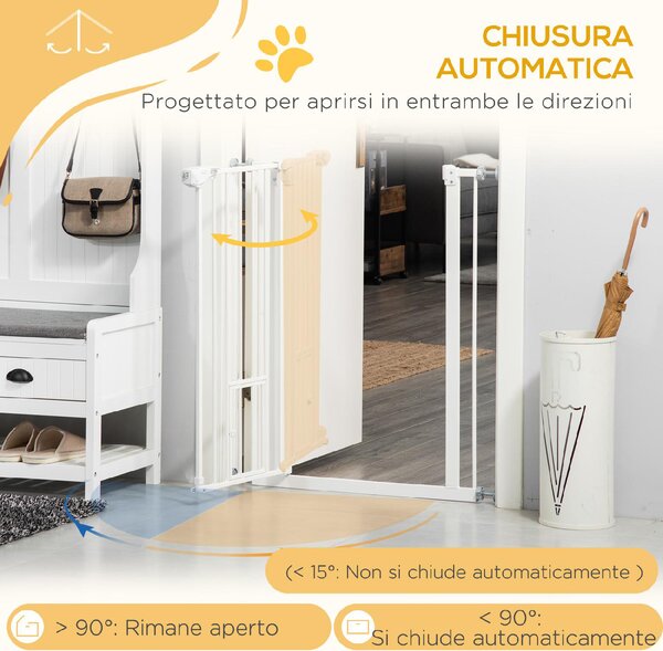 AllMyPets Cancelletto per Cani con Porta Piccola, Montaggio a Pressione e Chiusura Automatica 74-80x91.4 cm colore Bianco - 23A476F