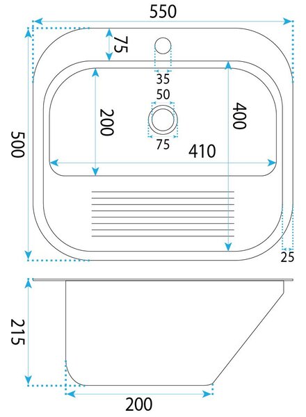 Lavello tecnico 201 Acciaio Inossidabile Spazzolato