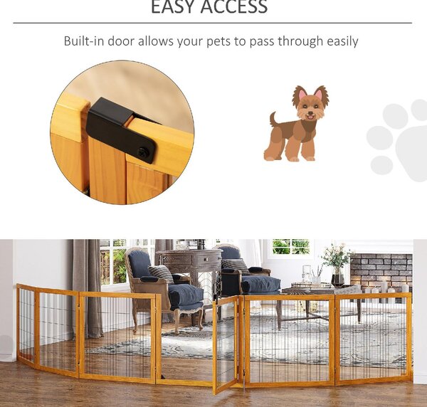 AllMyPets Cancelletto per Cani di Piccola/Media Taglia a 6 Pannelli Pieghevoli in Legno e Acciaio 432x36x70 cm colore Giallo - 118YL