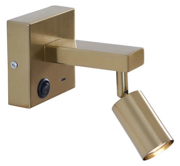 Lampada da Parete Moderna Oro con USB-C Inclinabile - Rex