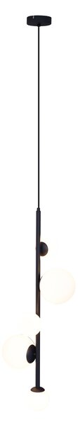 Lampada a Sospensione di Design Nera con Vetro Satinato a 5 Luci - Vertical