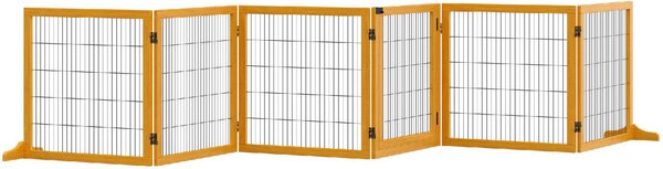 AllMyPets Cancelletto per Cani di Piccola/Media Taglia a 6 Pannelli Pieghevoli in Legno e Acciaio 432x36x70 cm colore Giallo - 118YL