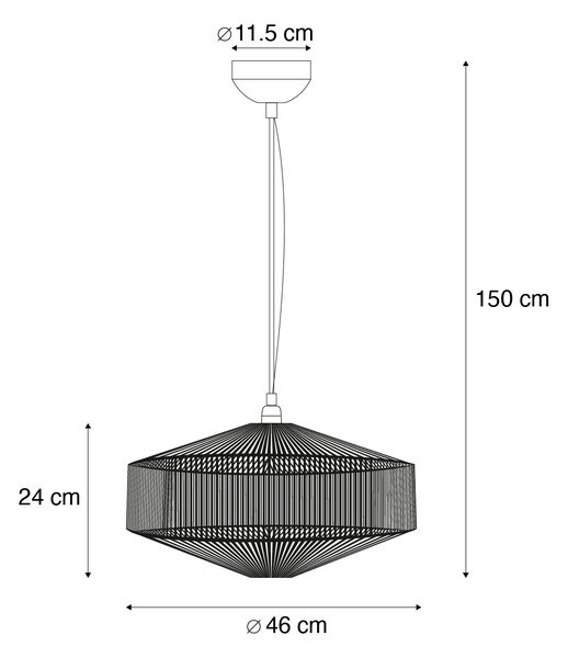 Lampada a sospensione Japandi corda marrone 46 cm - Svea