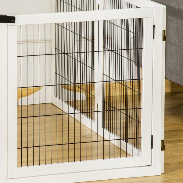 AllMyPets Cancelletto per Cani di Piccola/Media Taglia a 6 Pannelli Pieghevoli in Legno e Acciaio 432x36x70 cm colore Bianco - DHD0638