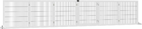 AllMyPets Cancelletto per Cani di Piccola/Media Taglia a 6 Pannelli Pieghevoli in Legno e Acciaio 432x36x70 cm colore Bianco - DHD0638