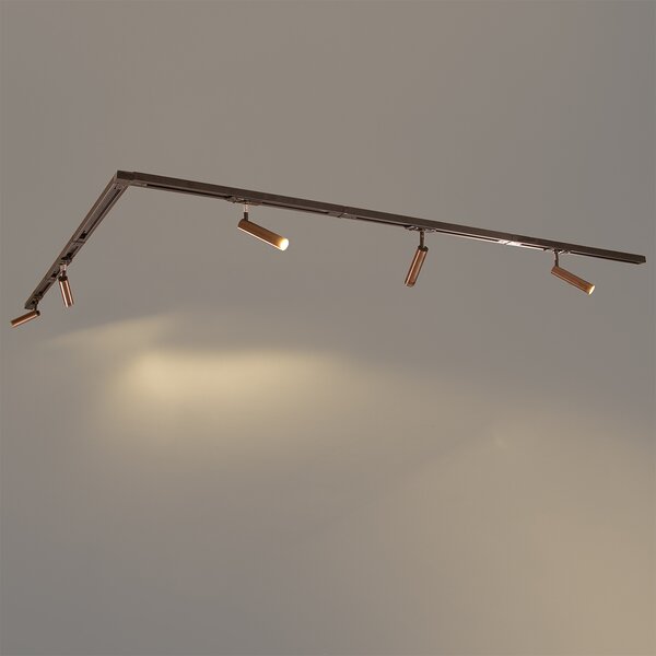 Sistema di illuminazione su binario moderno con 5 faretti bronzo scuro monofase - Iconic Ivy