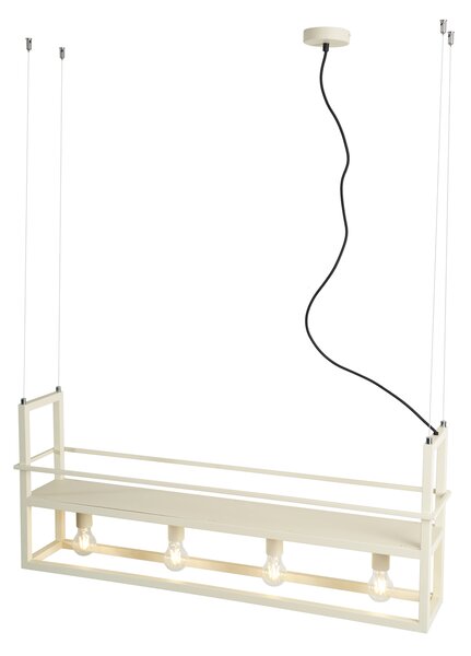 Lampada a sospensione industriale beige a 4 luci - Cage Rack