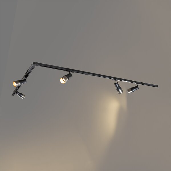 Sistema di illuminazione su binario moderno con 5 faretti in metallo canna di fucile monofase - Iconic Kohua