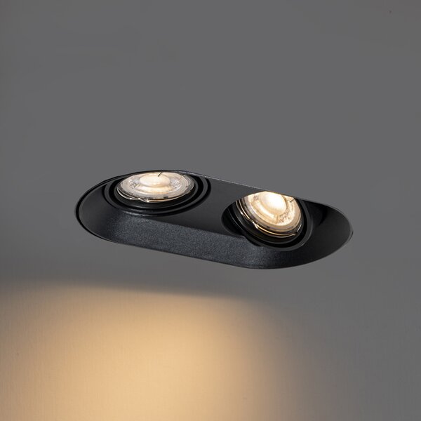 Set di 6 faretti da incasso arrotondati neri GU10 50mm 2-luci - Hubs