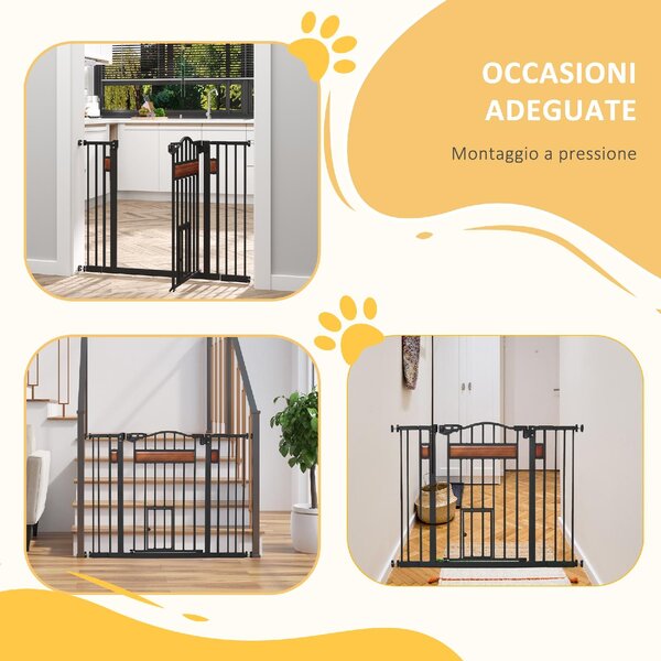 AllMyPets Cancelletto per Cani di Taglia Media e Piccola con Chiusura Automatica, 74-105x76.2 cm colore Nero - R35801