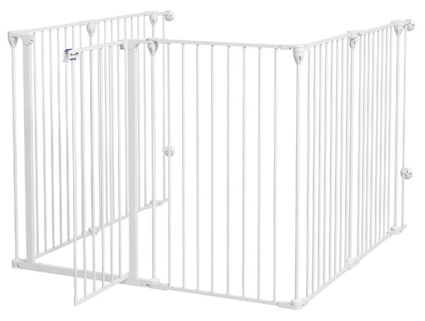 AllMyPets Cancelletto per Cani di Taglia Media Pieghevole a 6 Pannelli in Acciaio e Plastica 123x102x100 cm colore Bianco - D89DHWT
