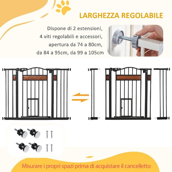 AllMyPets Cancelletto per Cani di Taglia Media e Piccola con Chiusura Automatica, 74-105x76.2 cm colore Nero - R35801