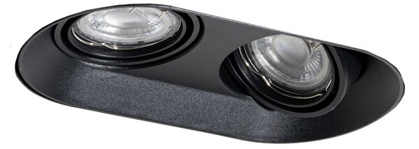 Set di 6 faretti da incasso arrotondati neri GU10 50mm 2-luci - Hubs