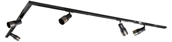 Sistema di illuminazione su binario moderno con 5 faretti in metallo canna di fucile monofase - Iconic Kohua