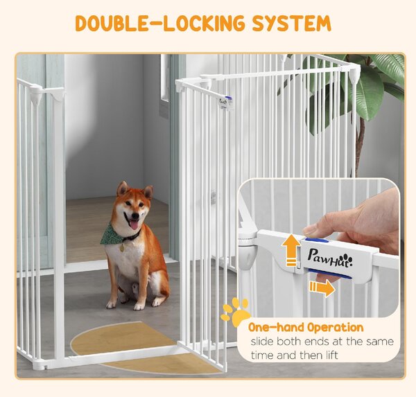 AllMyPets Cancelletto per Cani di Taglia Media Pieghevole a 6 Pannelli in Acciaio e Plastica 123x102x100 cm colore Bianco - D89DHWT