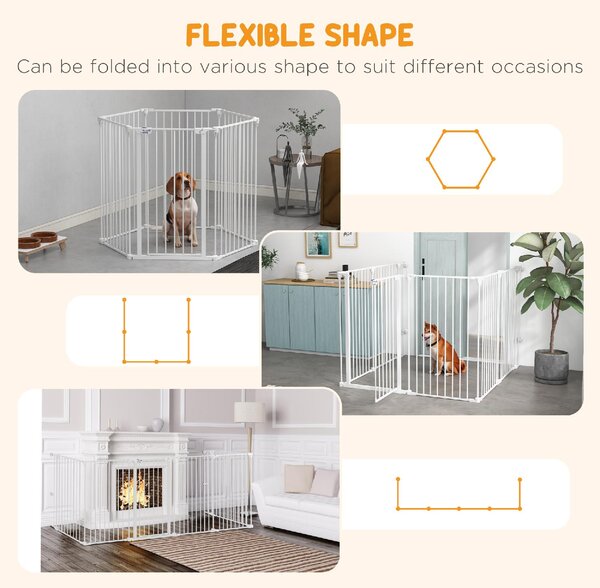 AllMyPets Cancelletto per Cani di Taglia Media Pieghevole a 6 Pannelli in Acciaio e Plastica 123x102x100 cm colore Bianco - D89DHWT