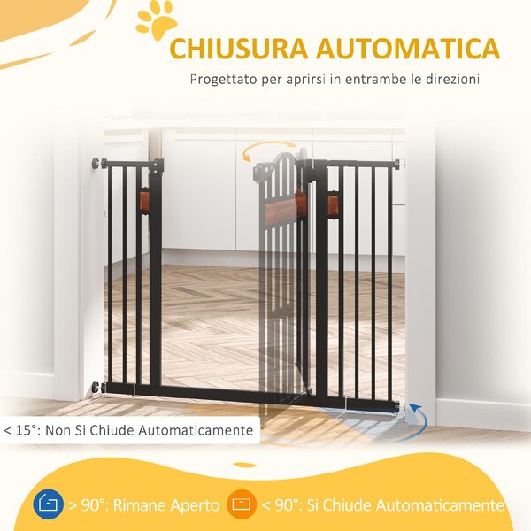 AllMyPets Cancelletto per Cani di Taglia Media e Piccola con Chiusura Automatica, 74-105x76.2 cm colore Nero - R35801