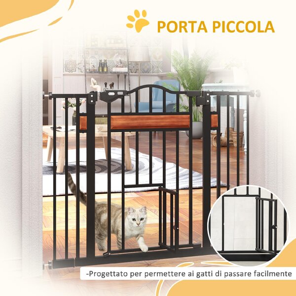 AllMyPets Cancelletto per Cani di Taglia Media e Piccola con Chiusura Automatica, 74-105x76.2 cm colore Nero - R35801