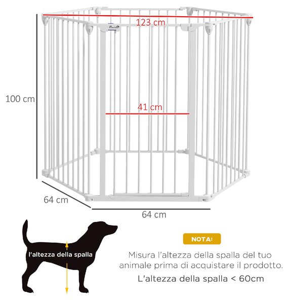 AllMyPets Cancelletto per Cani di Taglia Media Pieghevole a 6 Pannelli in Acciaio e Plastica 123x102x100 cm colore Bianco - D89DHWT