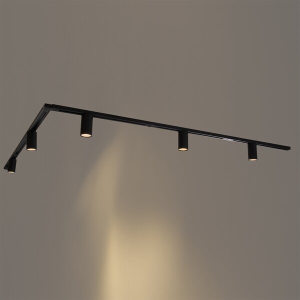 Sistema di illuminazione a binario moderno con 5 faretti neri monofase GU10 50 mm - Iconic Ruby