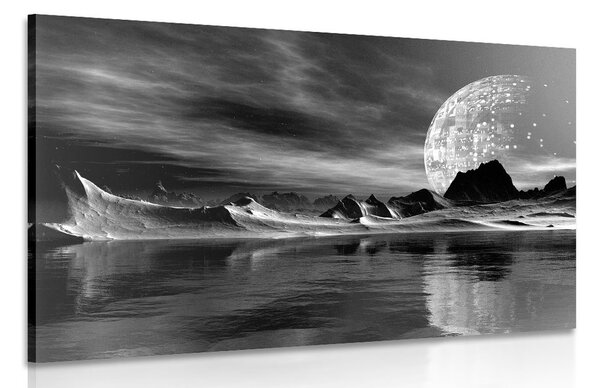 Quadro su tela – Paesaggio futuristico in bianco e nero