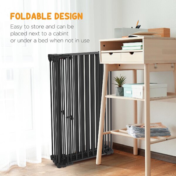 AllMyPets Cancelletto per Cani di Taglia Media Pieghevole a 6 Pannelli in Acciaio e Plastica 123x102x100 cm colore Nero - D91DHBK