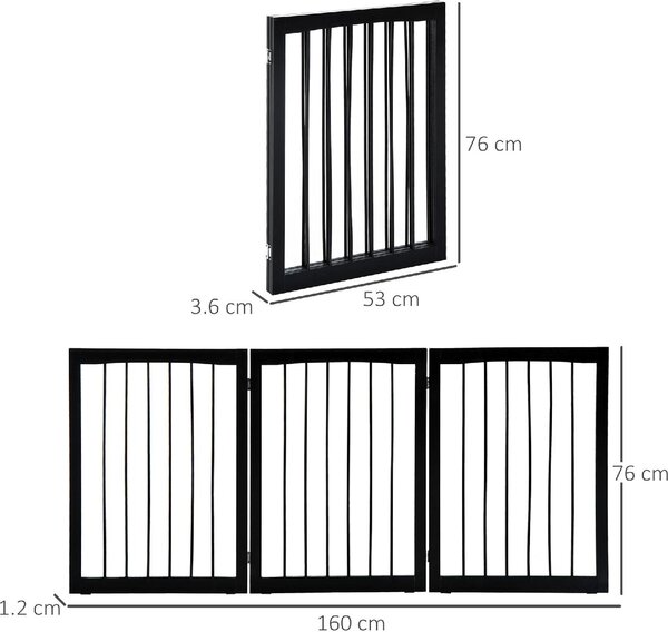 AllMyPets Cancelletto per Cani e Animali Domestici a 3 Sezioni Divisorio di Sicurezza Pieghevole 160x1.2x76cm - 39D0