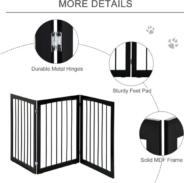 AllMyPets Cancelletto per Cani e Animali Domestici a 3 Sezioni Divisorio di Sicurezza Pieghevole 160x1.2x76cm - 39D0