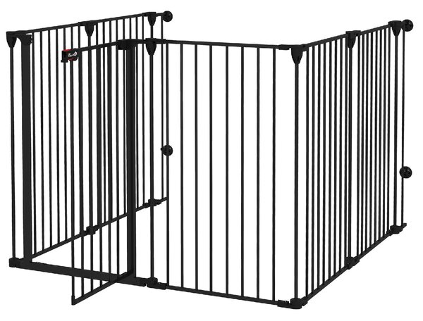 AllMyPets Cancelletto per Cani di Taglia Media Pieghevole a 6 Pannelli in Acciaio e Plastica 123x102x100 cm colore Nero - D91DHBK