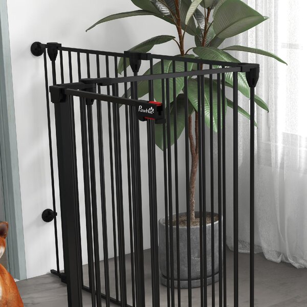 AllMyPets Cancelletto per Cani di Taglia Media Pieghevole a 6 Pannelli in Acciaio e Plastica 123x102x100 cm colore Nero - D91DHBK
