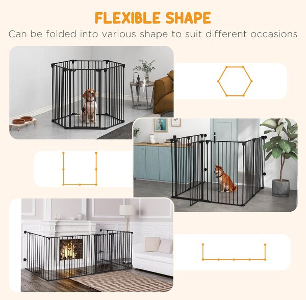 AllMyPets Cancelletto per Cani di Taglia Media Pieghevole a 6 Pannelli in Acciaio e Plastica 123x102x100 cm colore Nero - D91DHBK