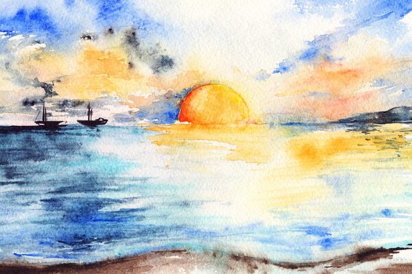 Quadro su tela – Tramonto luminoso sul mare