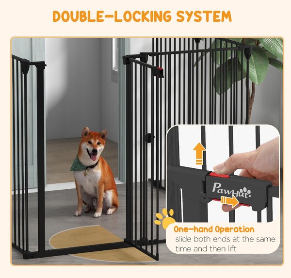 AllMyPets Cancelletto per Cani di Taglia Media Pieghevole a 6 Pannelli in Acciaio e Plastica 123x102x100 cm colore Nero - D91DHBK