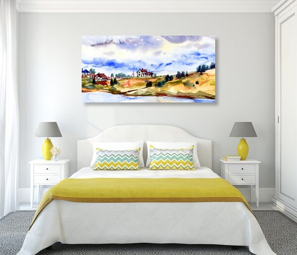 Quadro su tela – Villaggio acquerellato