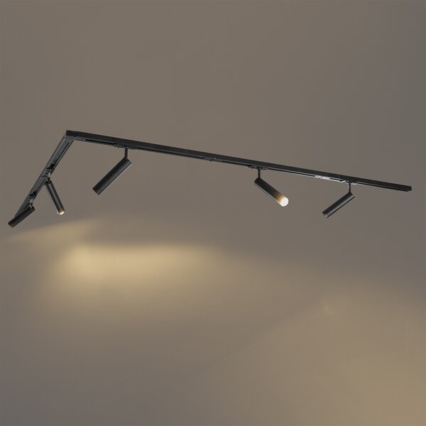 Sistema di illuminazione a binario moderno con 5 faretti neri monofase - Iconic Ivy