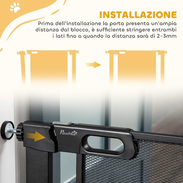 AllMyPets Cancelletto per Cani Estensibile a Pressione con Chiusura Automatica, Acciaio e ABS, 75-82x76 cm colore Nero - R359BK