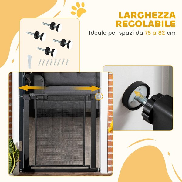 AllMyPets Cancelletto per Cani Estensibile a Pressione con Chiusura Automatica, Acciaio e ABS, 75-82x76 cm colore Nero - R359BK