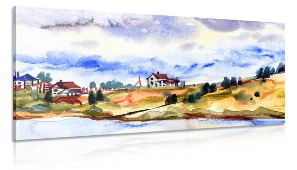 Quadro su tela – Villaggio acquerellato