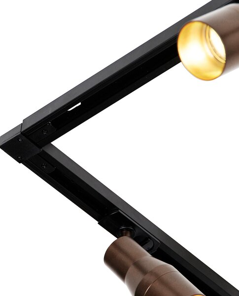 Sistema di illuminazione a binario moderno con 5 faretti bronzo scuro 1 fase - Iconic Kohua