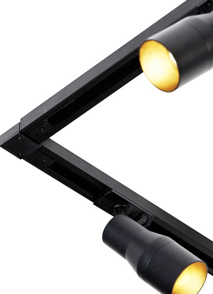 Sistema di illuminazione a binario moderno con 5 faretti neri monofase - Iconic Kohua