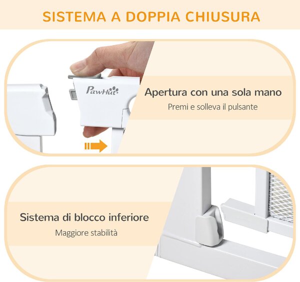 AllMyPets Cancelletto per Cani Estensibile a Pressione con Chiusura Automatica per Spazi da 75-103cm Bianco - 144V01WT-D06