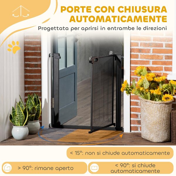 AllMyPets Cancelletto per Cani Estensibile a Pressione con Chiusura Automatica, Acciaio e ABS, 75-82x76 cm colore Nero - R359BK