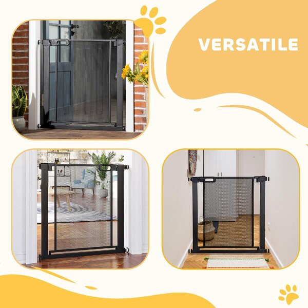 AllMyPets Cancelletto per Cani Estensibile a Pressione con Chiusura Automatica, Acciaio e ABS, 75-82x76 cm colore Nero - R359BK
