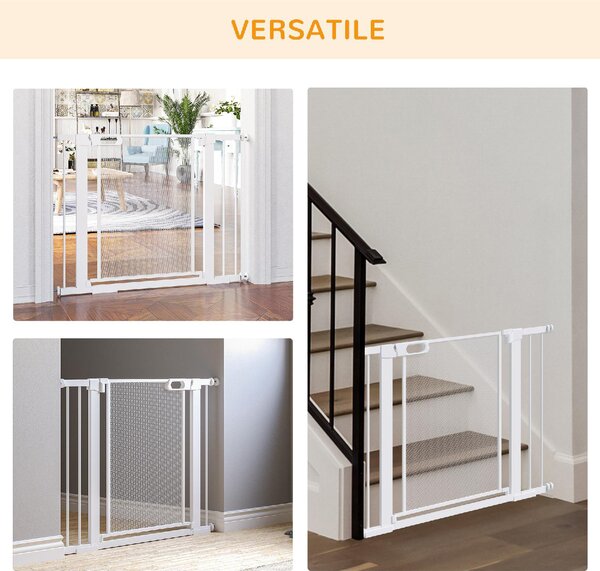 AllMyPets Cancelletto per Cani Estensibile a Pressione con Chiusura Automatica per Spazi da 75-103cm Bianco - 144V01WT-D06